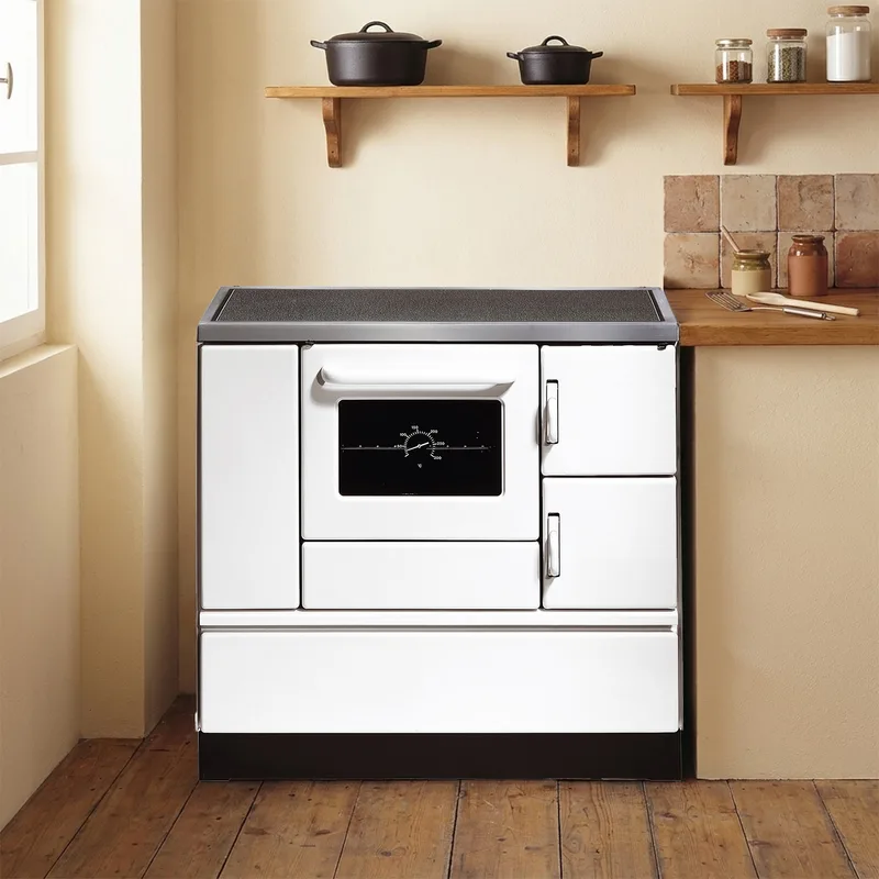 Wamsler K 138 Cuisinière à bois à gauche blanc avec plaque vitrocéramique