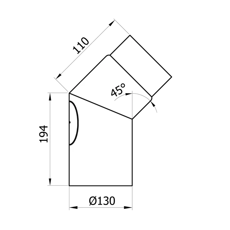 Raik Basic coude de tuyau de fumée 130mm gris fonte 45° avec porte pour tuyau de fumée / conduit de fumée