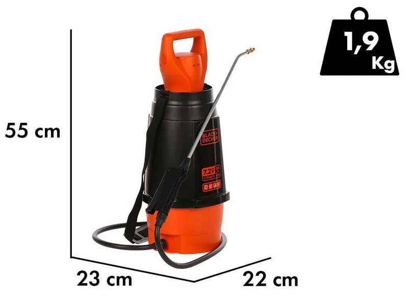 Black & Decker BXSPBS07E - Pulvérisateur à bandoulière à batterie - 7 litres - 7,2V/2,6Ah