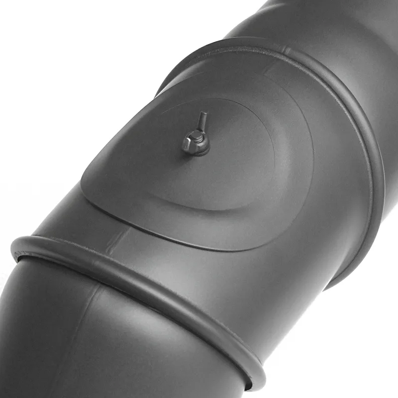 Raik Basic coude multiple 120mm gris fonte avec porte – 4 pièces pour tuyau de fumée / conduit de fumée