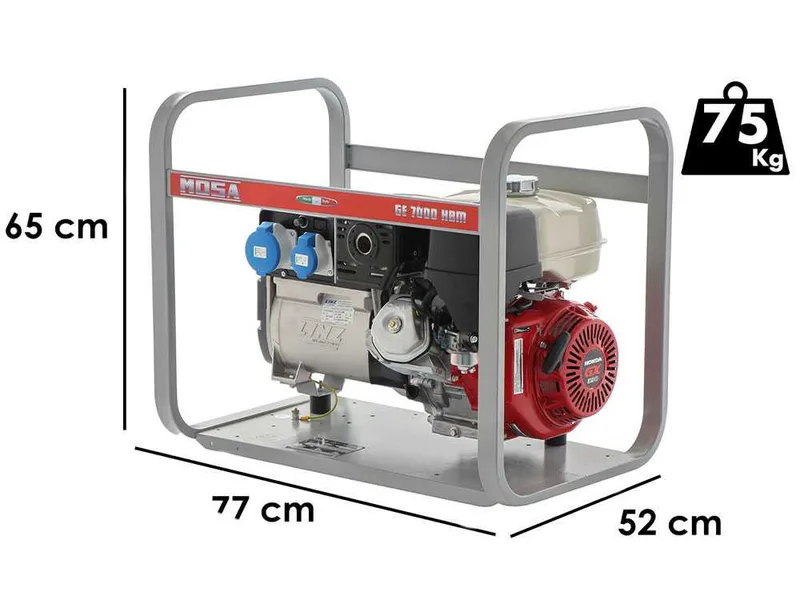 MOSA GE 7000 HBM - Groupe électrogène à essence 6 KW - Continu 5 kW Monophasé - Moteur Honda GX390