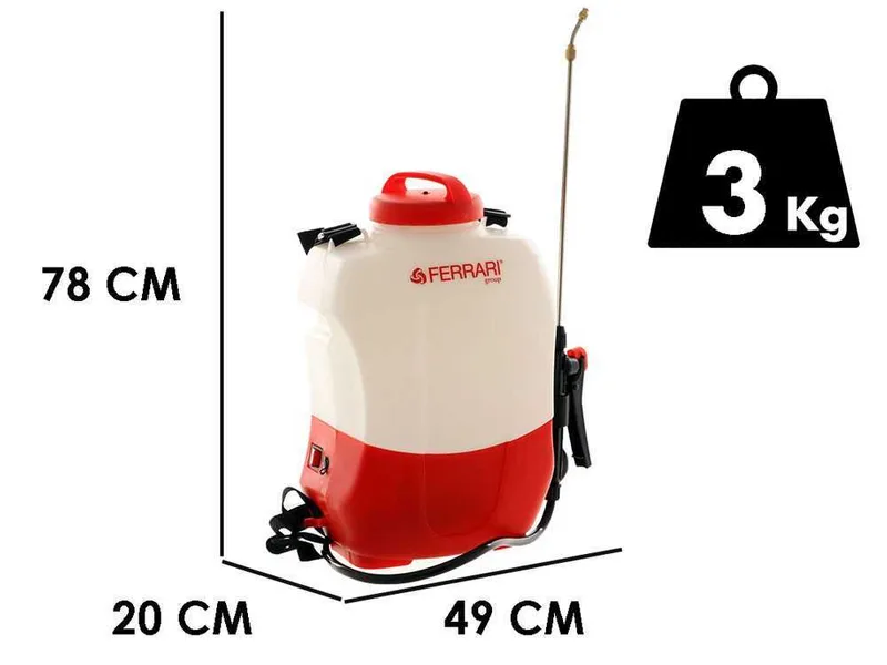 Pompe de pulvérisation à dos avec batterie au lithium Ferrari Group 8L - batterie au lithium 12V 4ah