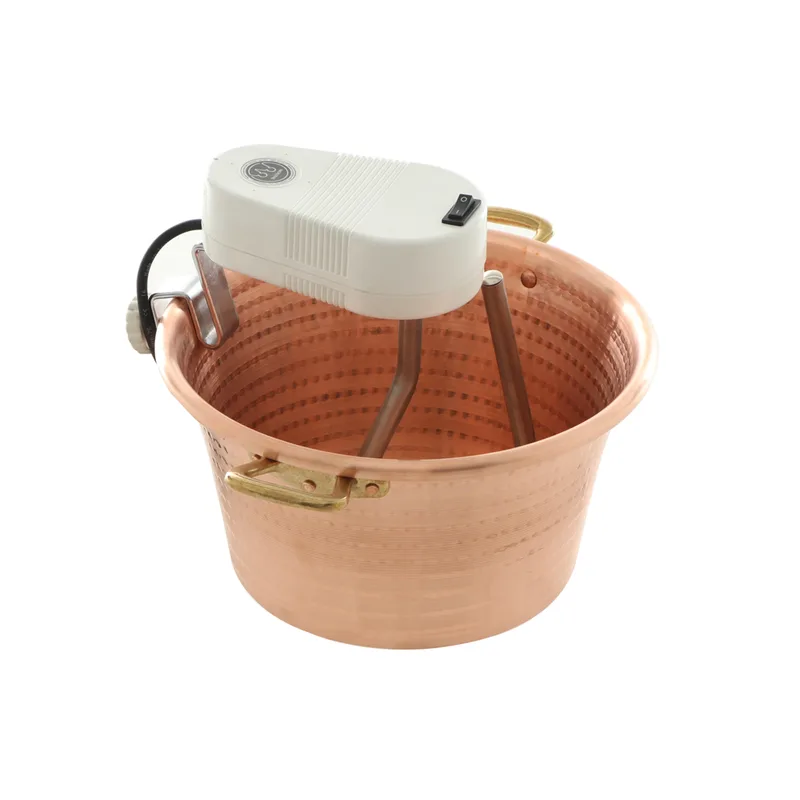 Novital - Chaudron électrique en cuivre martelé pour polenta base plate 4,7L - 4W