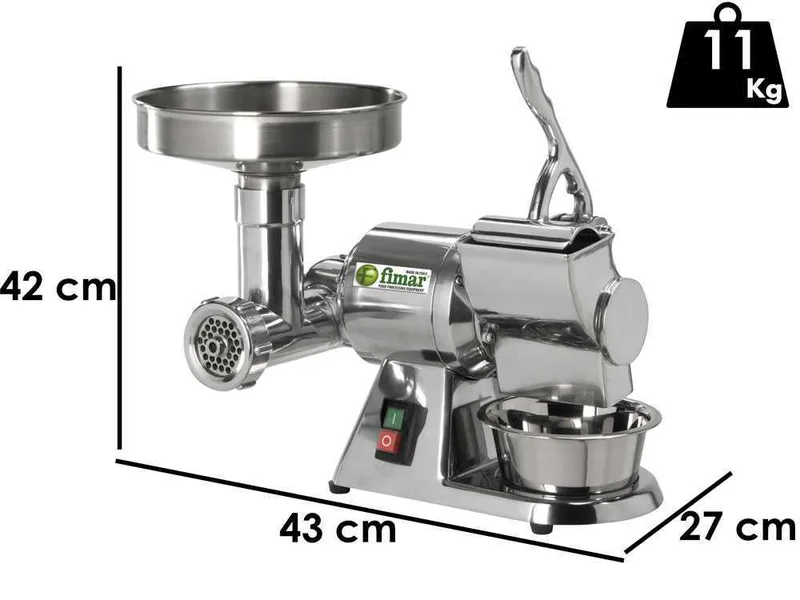 Fimar TR8D - Hachoir à viande électrique - Râpe intégrée - Groupe de hachage en aluminium - 230V