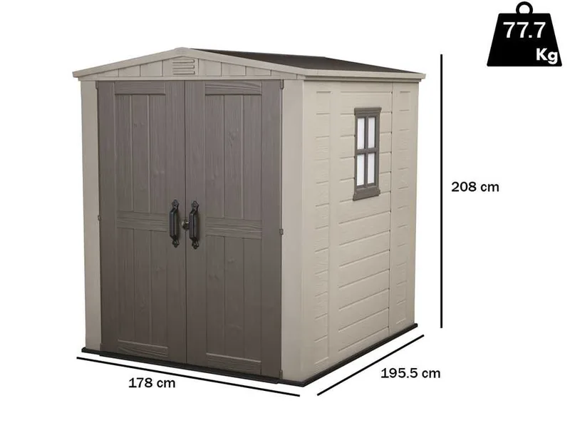 Keter Factor beige - Abri de jardin - Avec fenêtre latérale - 178x195.5x208 cm