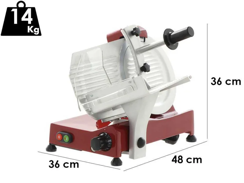 Trancheuse FAC F 250 R Rouge - Corps en Alliage d'aluminium - Avec parties lavables - Lame de 250 mm - Affûteur fixe