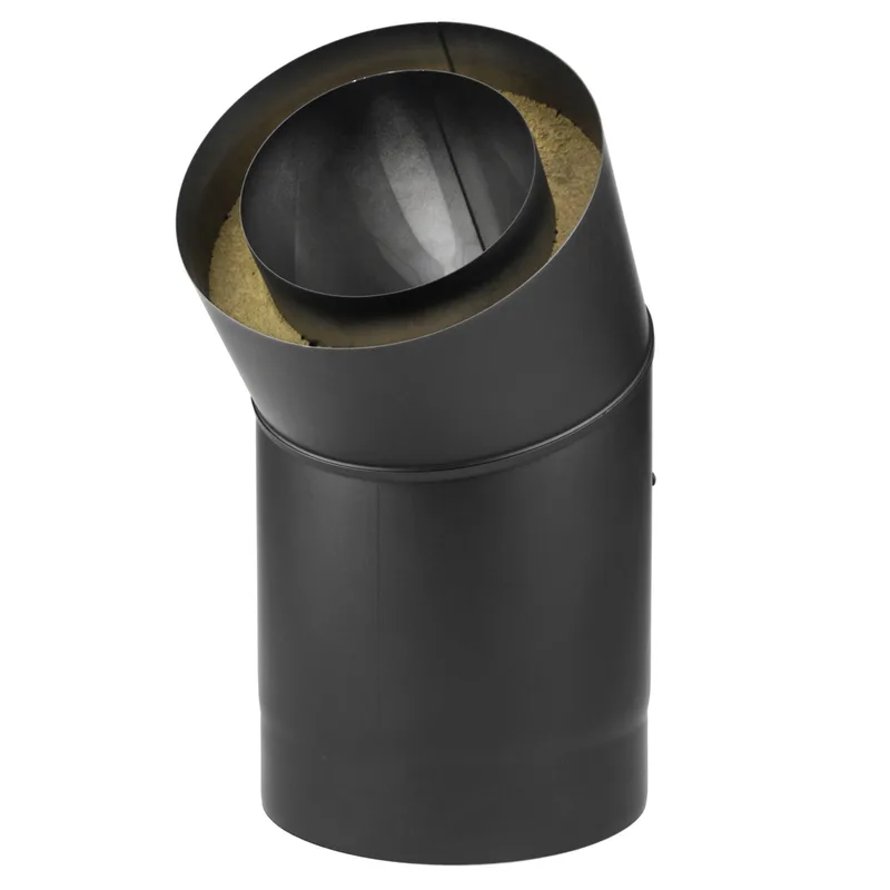 Raik Coltherm coude de tuyau de fumée 150mm noir double paroi 45° avec porte pour tuyau de fumée / conduit de fumée