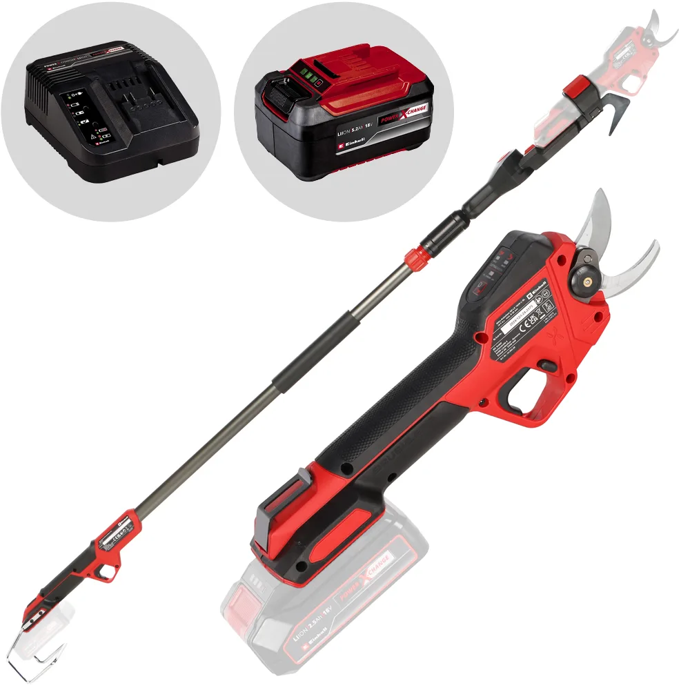 Einhell GP-LS 18/28 Li T BL-Solo - Sécateur électrique sur perche - 18 V 5,2 Ah - Diamètre de coupe 24 mm