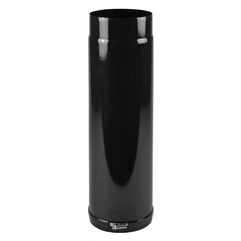 Tube de raccordement / Tuyau de poêle émaillé 130 mm - Tube télescopique noir