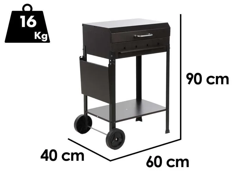 Mille Stella Medium - Barbecue à charbon en fer artisanal - 57,5x37 cm