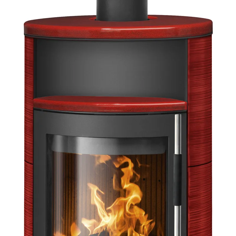Oranier Polar Neo 6 Poêle à bois Acier Noir / Céramique Rouge Paprika, DIBt