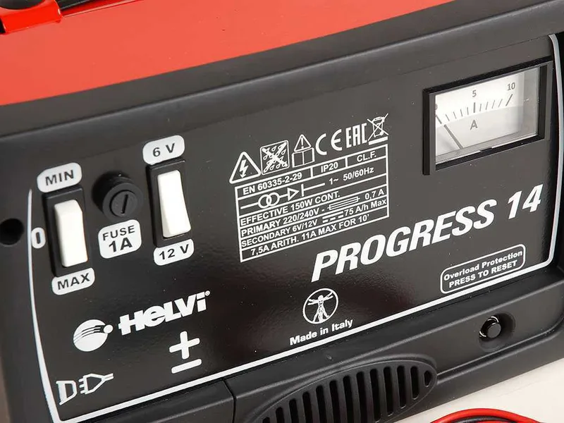Helvi Progress 14 - Chargeur de batterie - Batteries humides d'une tension de 6/12V - monophasé