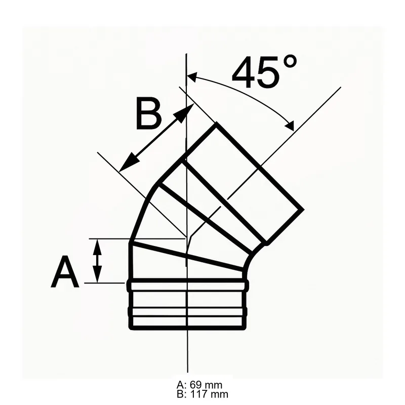 Schiedel PRIMA PLUS coude 45° Ø113 mm simple paroi mat