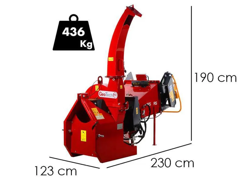 GeoTech Pro WS52RS - Broyeur de branches à tracteur - Avec rouleaux d'entraînement à commande hydraulique