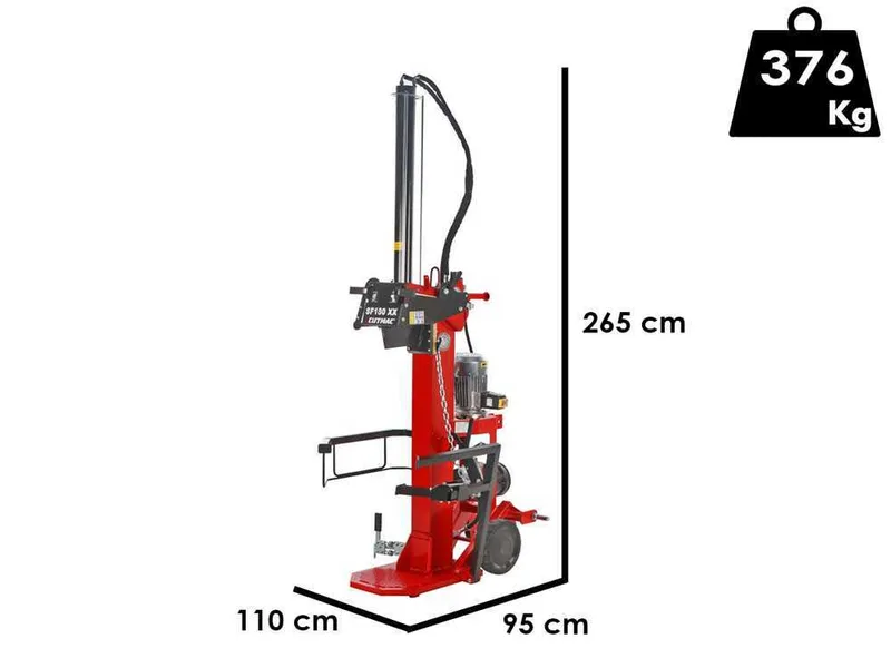 Docma SF180 380 + PTO XX - Fendeuse à bois hybride - Électrique et à tracteur - Verticale