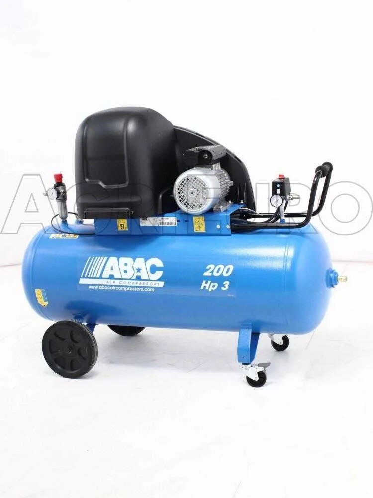 Abac silent A39B 200 CM3 - Compresseur d'air électrique monophasé par courroie silencieux - Moteur 3 CV - 200 L