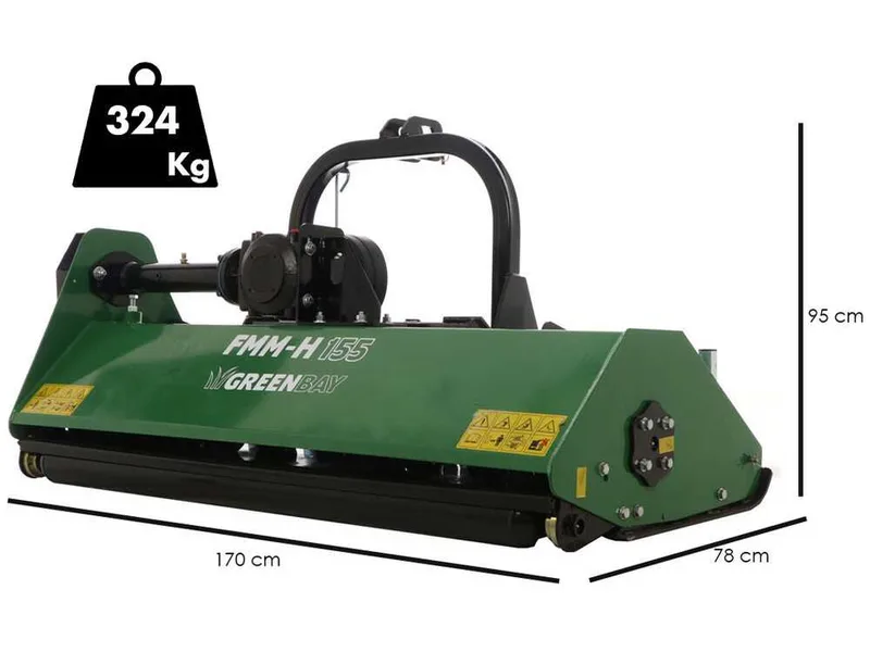 Greenbay FMM-H 155 - Broyeur pour tracteur - Série médium - Déport hydraulique
