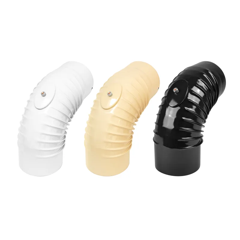 Coude de conduit de fumée / Coude de tuyau de poêle émaillé 120mm - Coude à 90° nervuré noir avec ouverture de nettoyage
