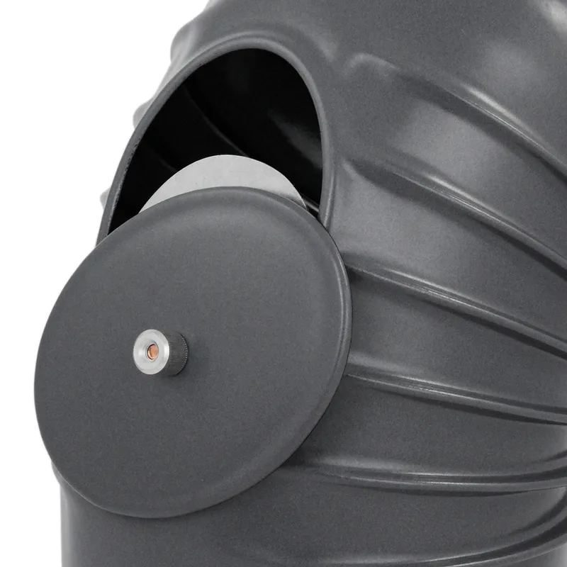 Coude de conduit de fumée / Coude de tuyau de poêle émaillé 150 mm - Coude à 45° nervuré gris avec ouverture de nettoyage.