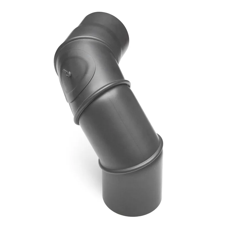 Raik Basic coude multiple 130mm gris fonte avec porte – 4 pièces pour tuyau de fumée / conduit de fumée