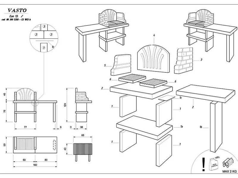 Palazzetti Vasto - Barbecue à bois et charbon en maçonnerie