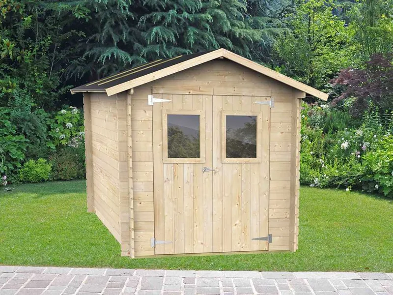 Alce Roby 198x198 - Abri de jardin en bois - Avec fenêtres et porte à double battant - 198x198x215 cm