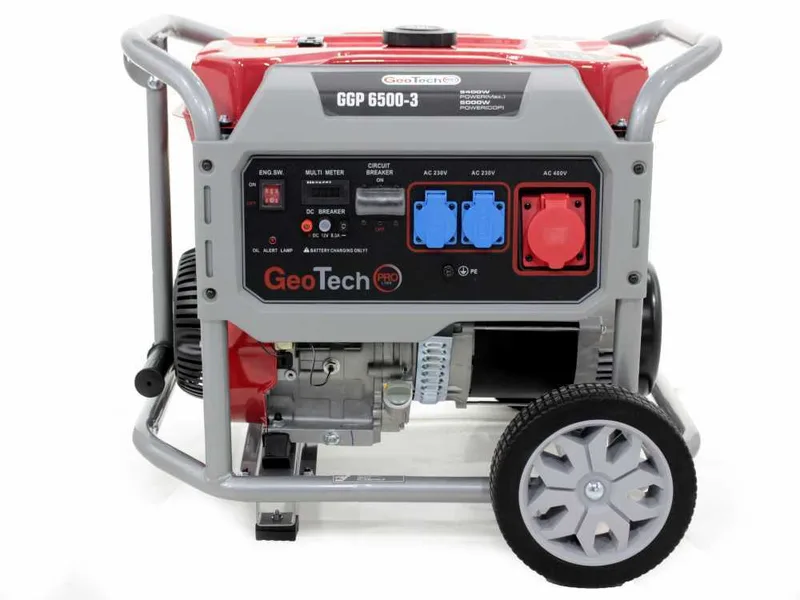 GeoTech Pro GGP 6500-3 - Groupe électrogène sur chariot avec AVR 5.5 kW - Continue 5 kw Triphasé