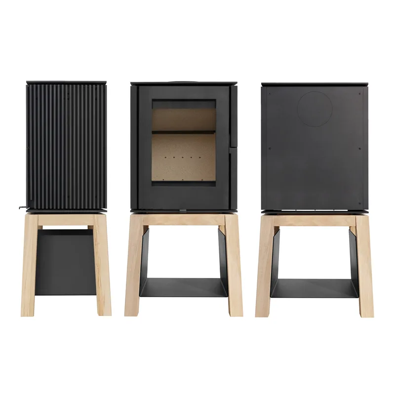Schmitzker Cuby poêle à bois avec socle en bois