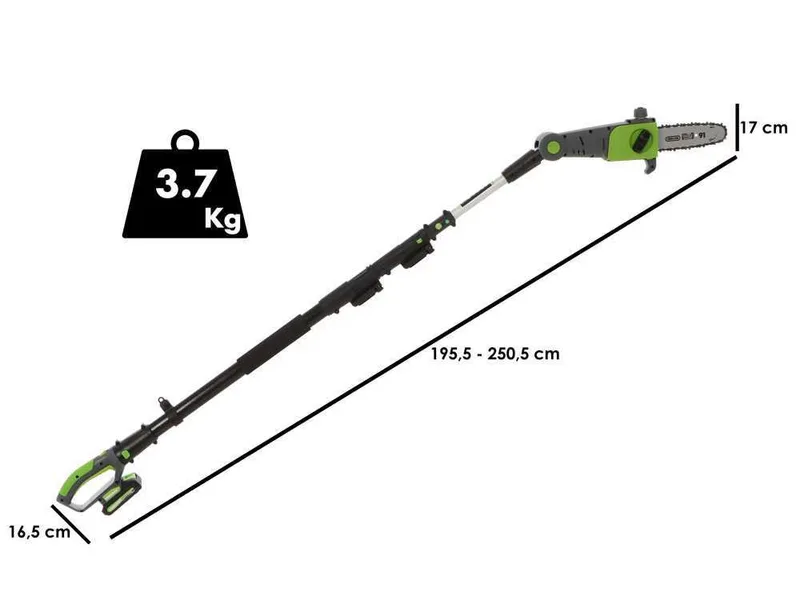 Verdemax PTT20 - Kit perche élagueuse et taille-haie télescopique - Batterie 20V 2Ah