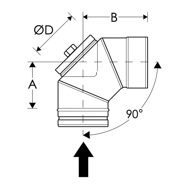 Schiedel Coude PPL 90° pour PPL Ø 200 mm avec fermeture de révision pour fioul/gaz