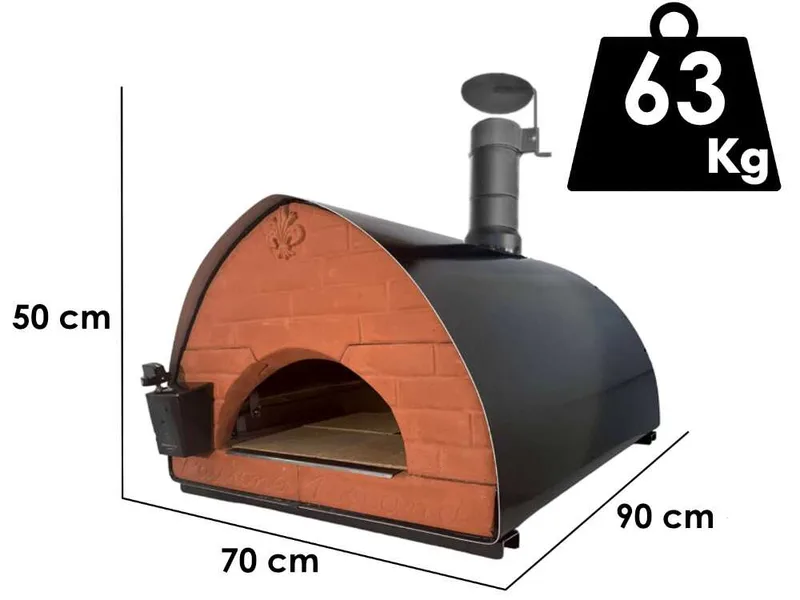 Pizza Party Passione - Four à pizza hybride 2-en-1 gaz/bois - Chambre de cuisson 80 x 60 cm - Sole en briques réfractaires