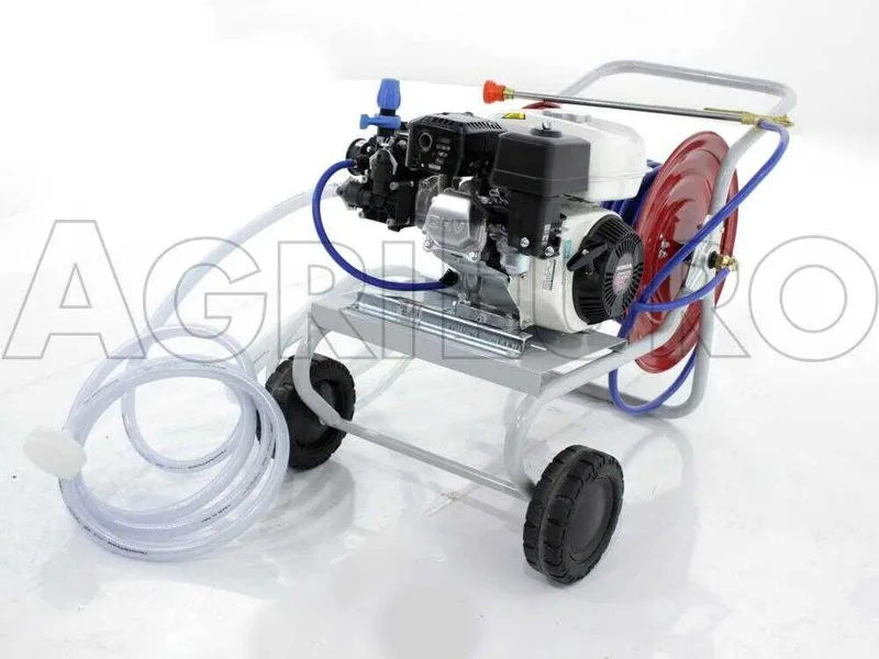 Groupe motopompe de pulvérisation Comet MC 25 moteur à essence Honda GP 160 et chariot