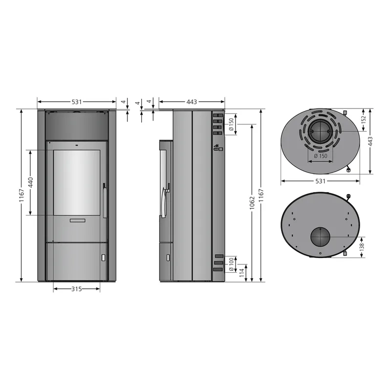 Oranier Polar 7 2.0 Poêle à bois Acier Noir