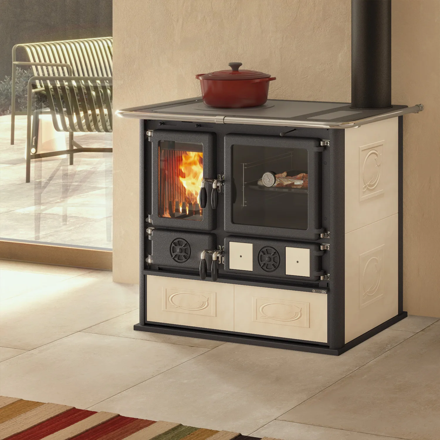 La Nordica Rosa 16 cuisinière à bois céramique Liberty Panna