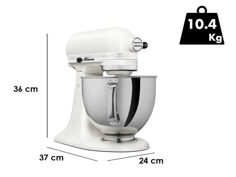 KitchenAid Artisan 5KSM125-EPL Porcelain White - Batteur mélangeur planétaire avec tête relevable