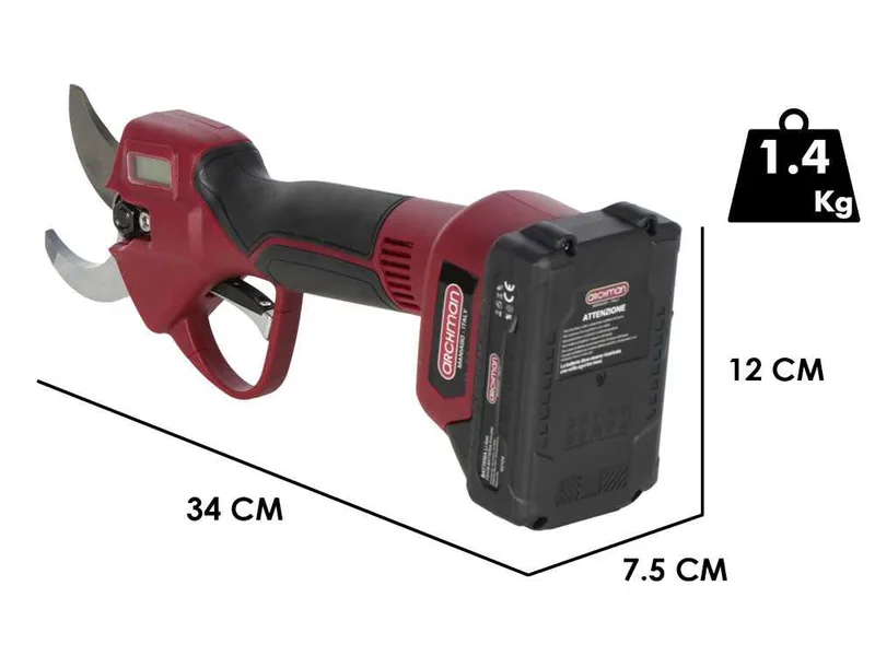Archman FE07-40A - Sécateur de taille à batterie - 2x 21V 2Ah - Diamètre de coupe 40 mm