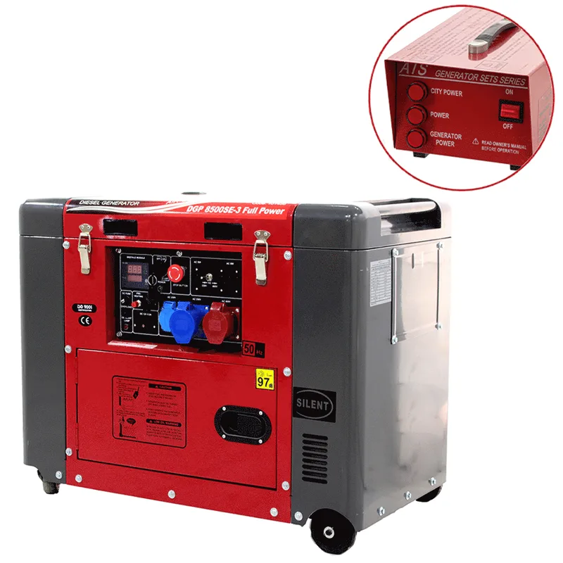 GeoTech Pro DGP8500SE-3 - Groupe électrogène 6 KW diesel Full-power insonorisé + ATS monophasé