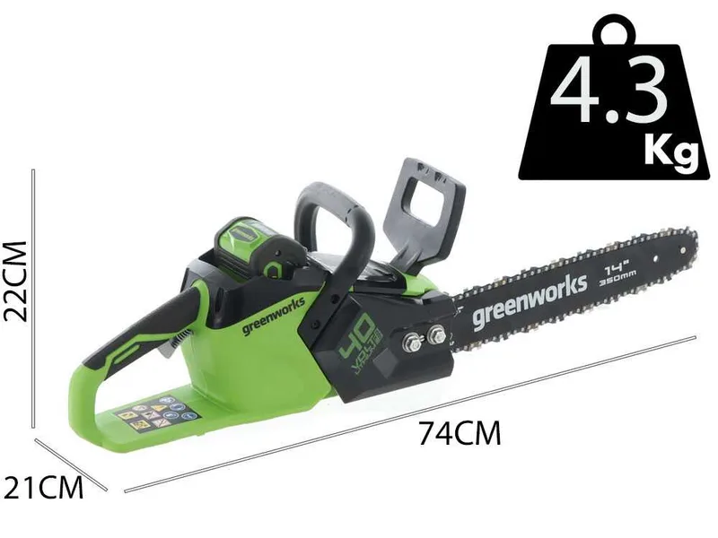 Greenworks GD40CS15 40V - Tronçonneuse à batterie - Guide 35 cm
