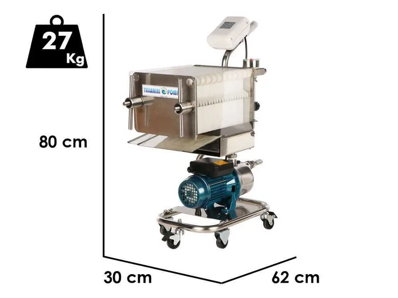 Tellarini CrystalPro Plus 20 - Filtre à plaques pour vin sur chariot - Pompe INOX