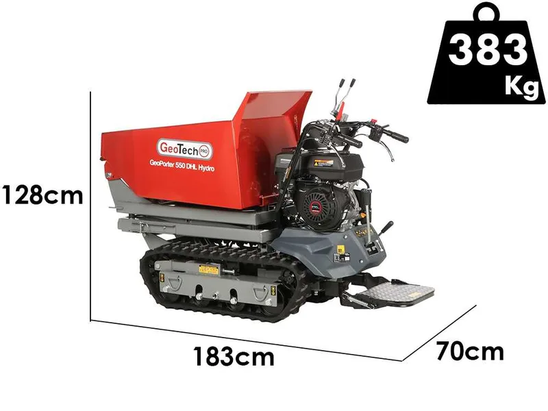GeoTech Pro GeoPorter 550 DHL Hydro - Brouette motorisée à chenilles avec benne élévatrice à pantographe