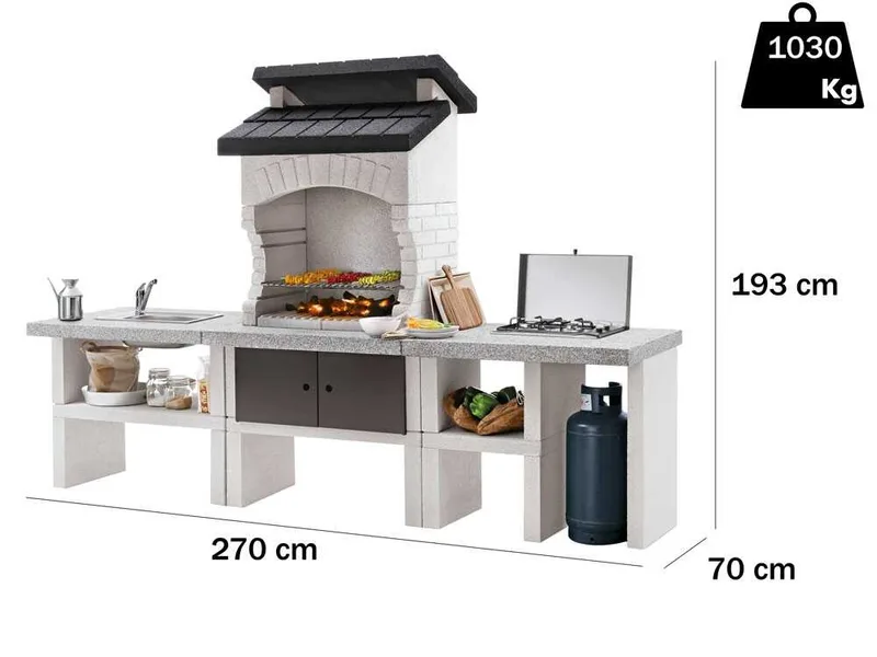 Palazzetti Bilbao 2 - Cuisine d'extérieur en maçonnerie