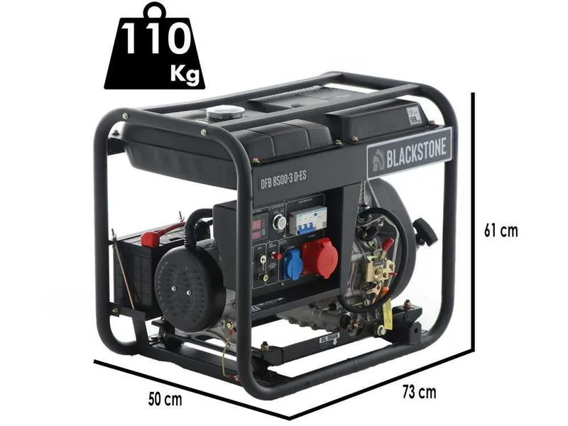 BlackStone OFB 8500-3 D-ES FP - Groupe électrogène diesel FullPower - 6.4 kw - Cadran ATS monophasé inclus