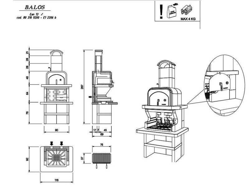 Palazzetti Balos - Barbecue en maçonnerie avec four