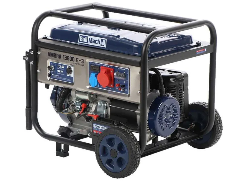 BullMach AMBRA 13800 E-3 - Groupe électrogène sur chariot à essence avec AVR 10 kW - Continu 9 kW Triphasée