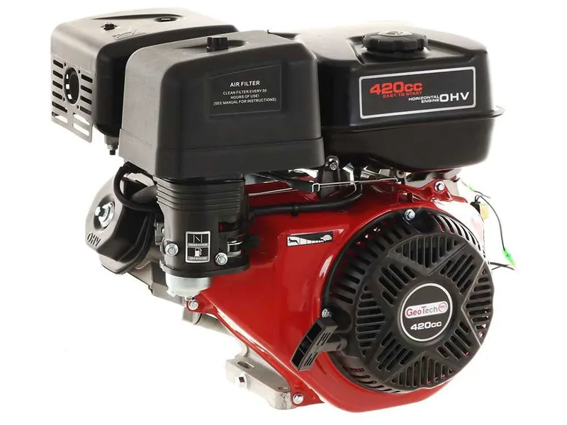 Moteur à essence monocylindrique 4 temps à arbre horizontal GeoTech Pro 420 cm3 - démarrage électrique