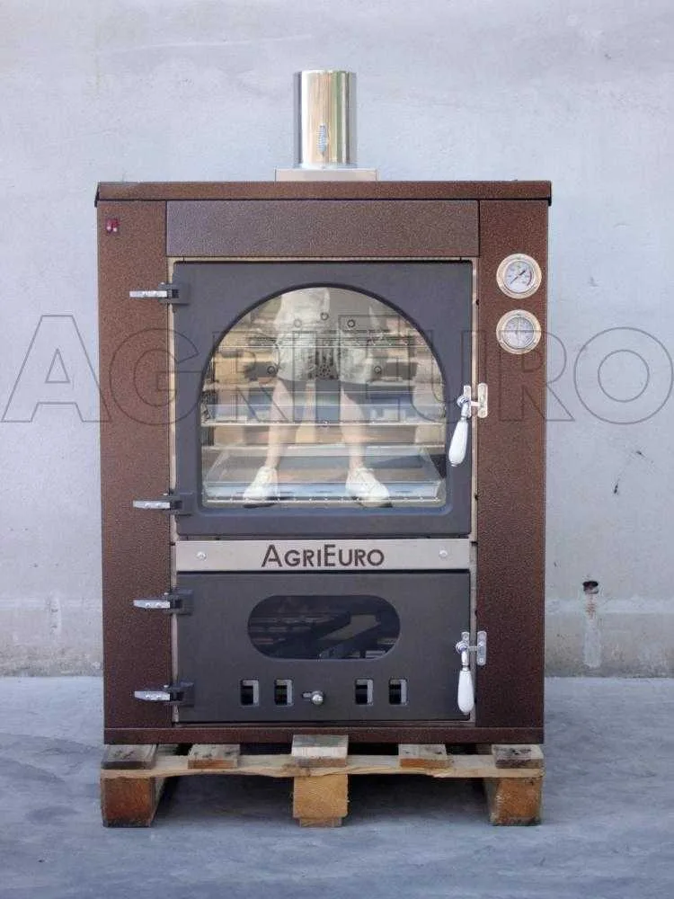 AgriEuro Magnus 80 Deluxe INC - Four à bois en acier encastrable - Cuivre émaillé - Inox