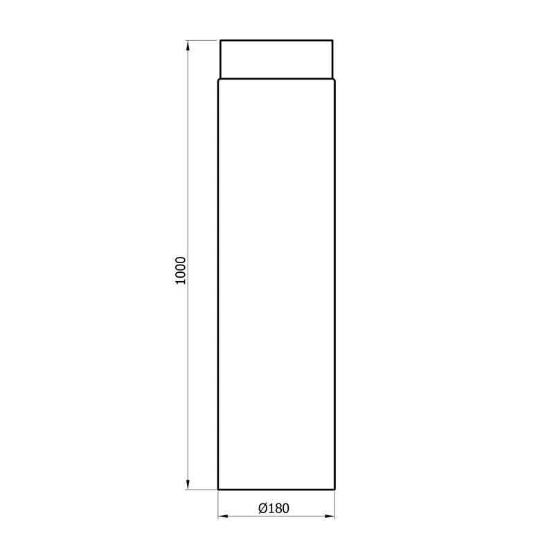 Raik Basic élément de longueur 180mm noir L: 1000mm pour tuyau de fumée / conduit de fumée