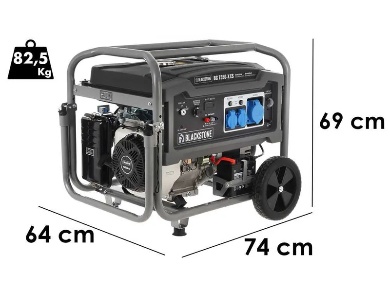 BlackStone BG 7550-X ES - Groupe électrogène sur chariot à essence avec AVR 5.4 kW - Continue 5 kW Monophasé + ATS