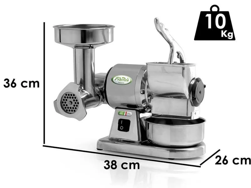 Fama TG8 - Hachoir à viande électrique - Râpe intégrée - Groupe de hachage en acier inox