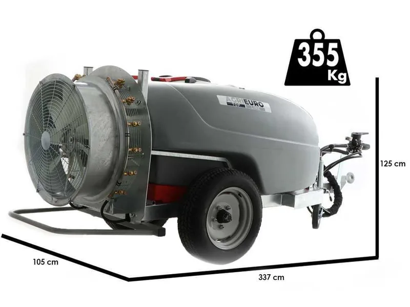 Gray T Car 600/70 - Atomiseur traîné avec attelage à tracteur pour pulvérisation - Capacité 600L - Pompe AR1064